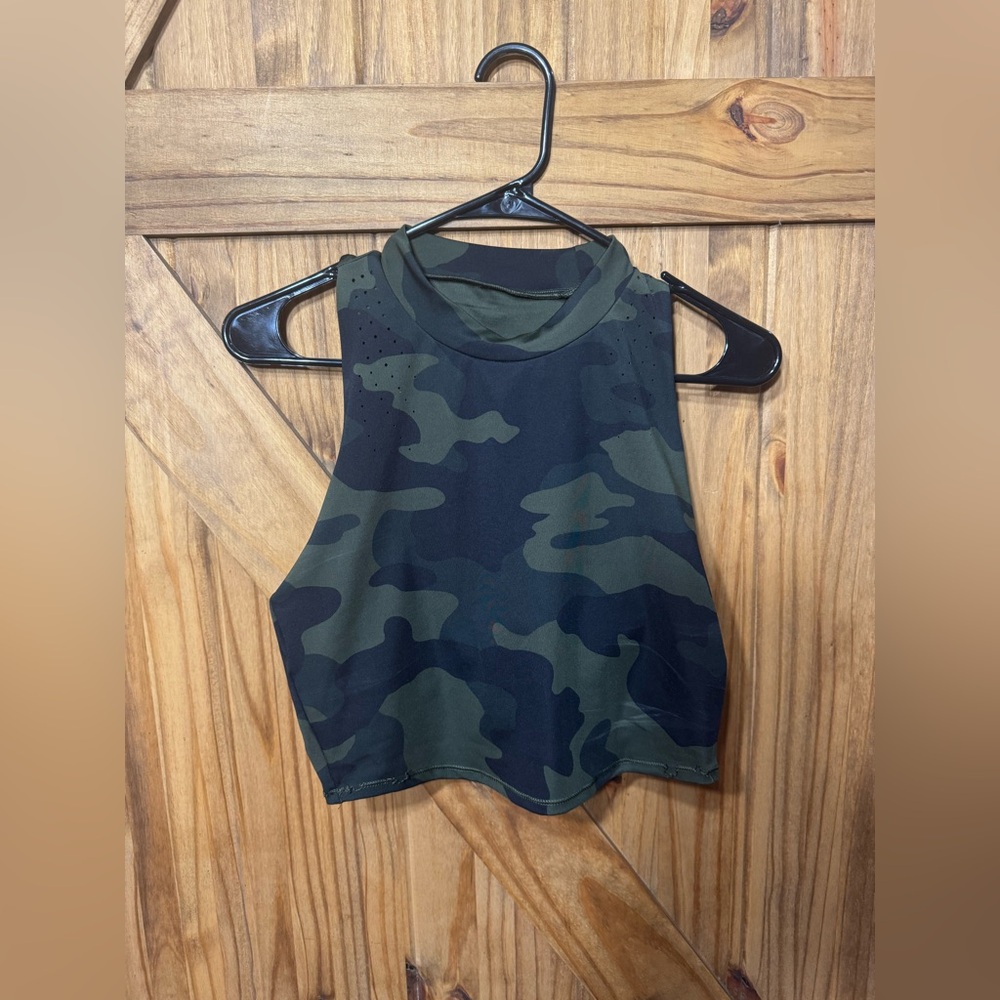 All in Motion Green and Black Camo Muscle Tee